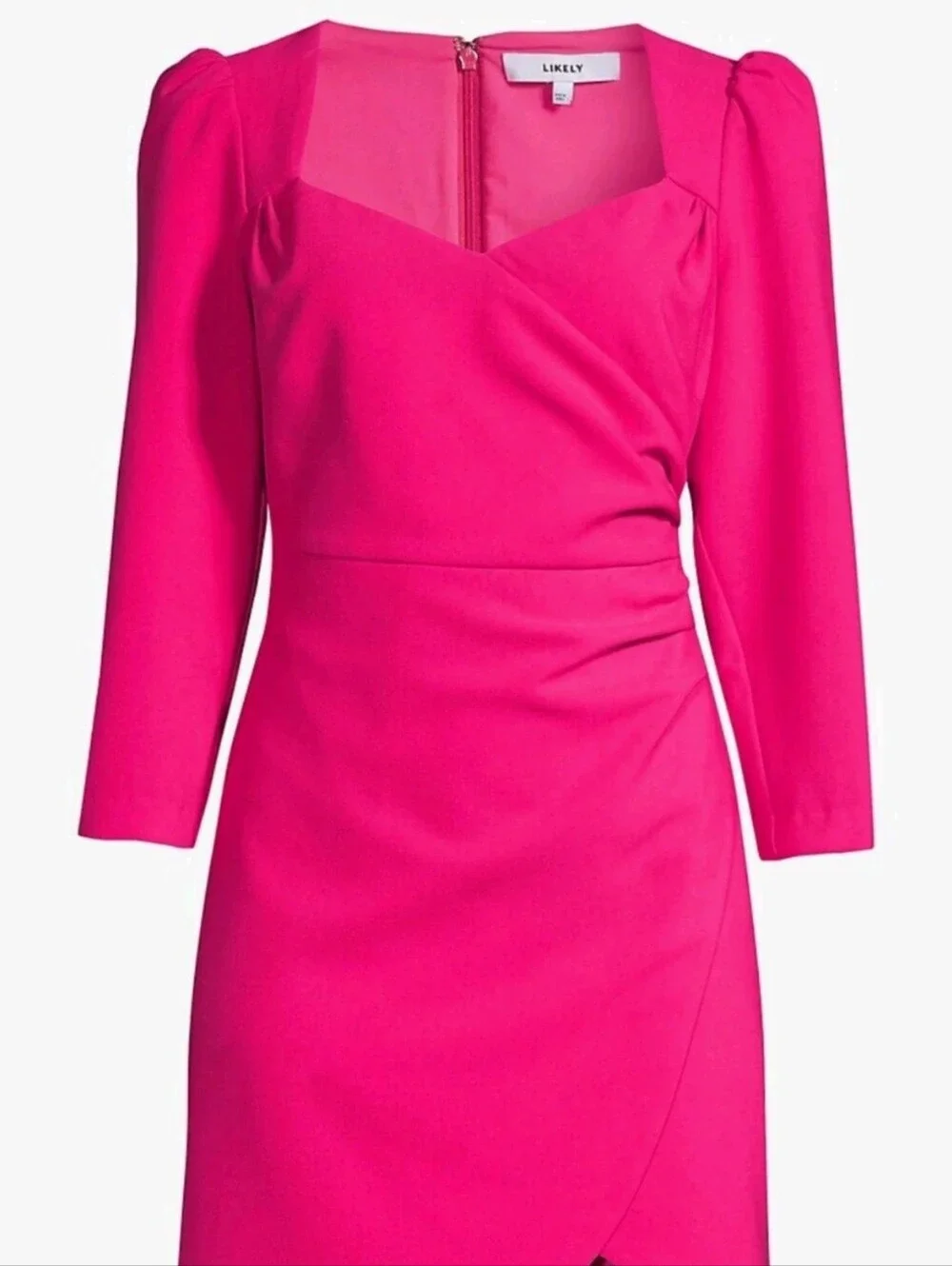 LIKELY Fuchsia Bright Pink Kygo Pleated Long Sleeve Mini Dress 4 US = S REVOLVE